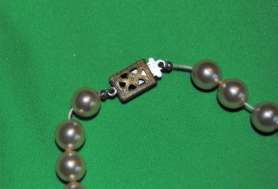 Vintage Long Faux Pearl Necklace with Box Closure - image 2