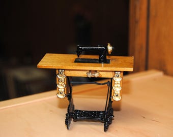 Vintage Chadwick-Miller Dollhouse Treadle Sewing Machine in Cabinet