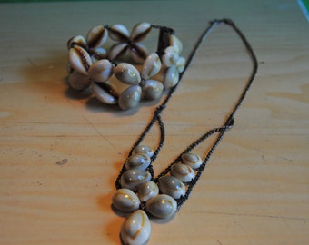 Vintage Cowrie Shell Armband und Halskette