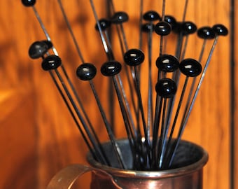 Antique Black Glass Hat Pins