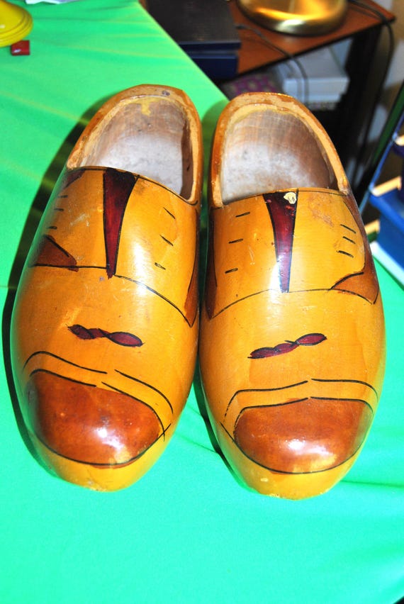 Vintage Handmade Dutch Wooden Shoes Clogs Klompen