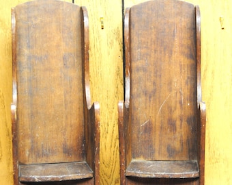 Two Vintage Tall Back Doll Wood Pouting Chairs