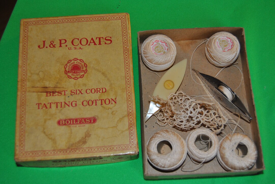Vintage J & P Coats Boye Tatting Shuttles and Cotton Cord Etsy