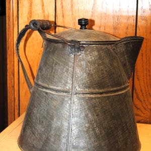 Tin and Copper Large Coffee Water Pot Vintage