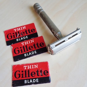 Gillette Double Edge Rasiermesser mit 3 dünnen Klingen Vintage ABGGoodStuff