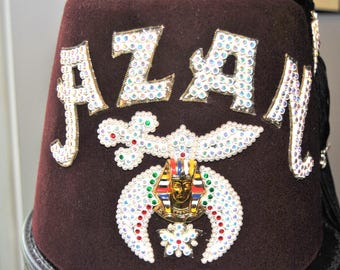 Vintage Iconic Masonic Shriner's FEZ Hat with Case AZAN