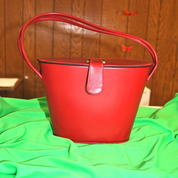 Vintage Theodor California Red Bucket Style Handbag