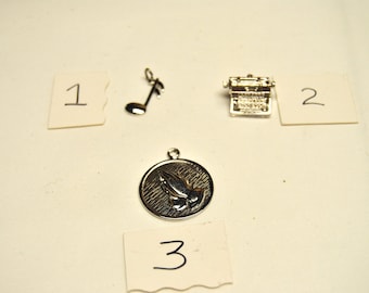 Vintage Sterling Silver Charms Typewriter 16th Note Prayer