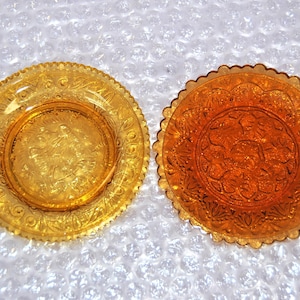 Amber Glass Cup Plates Vintage ABGGoodStuff