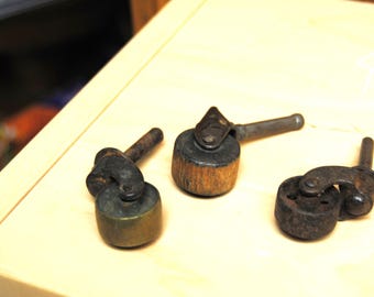 Antique Caster Wheels Steel Wood and Brass