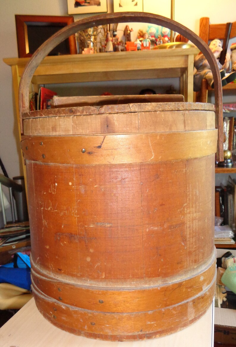 Antique Shaker Wood Firkin Large Bucket Etsy