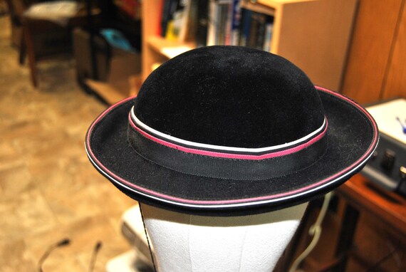 Vintage Peachbloom Velour Black Velvet Hat Vintage Hat 1960 main image 4