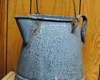 Antique Gray Graniteware Large Coffee Boiler Pot