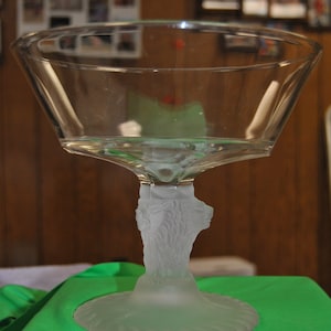 EAPG Frosted Lion Head Pattern Compote  Gillinder Antique ABGGoodStuff
