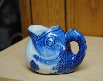Vintage Blue and White Fish Shape Creamer