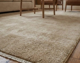 New Zealand Wool, Hand Knotted Rug, Solid Wool Area Rug, Living Room Rug, Custom Rug Oriental Rug, Room Decor, Tapis, Moroccan Rug