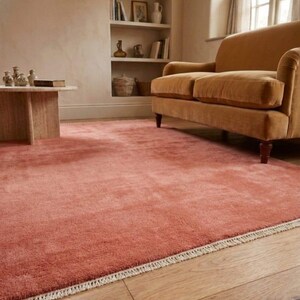 Solid terracotta wool rug modern interior design