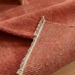 Burnt orange handmade wool area rug minimalist decor