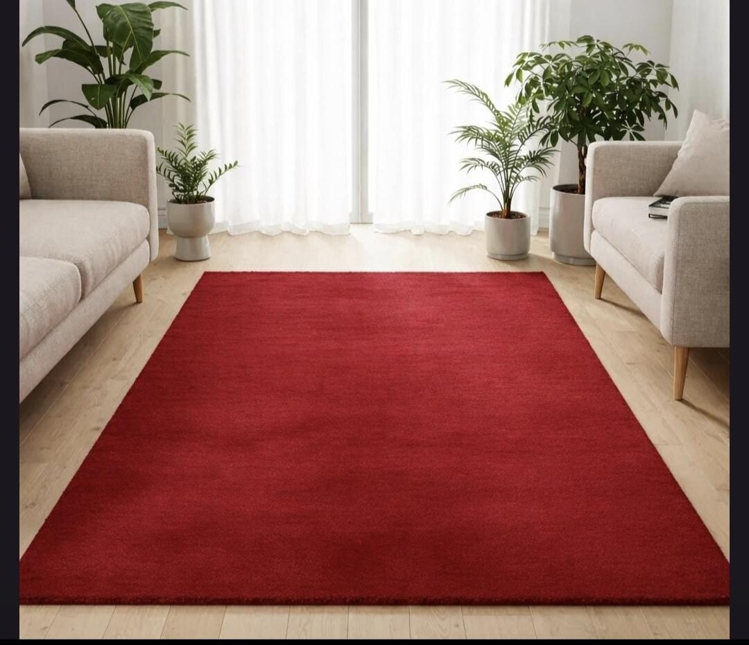 Hand Tufted Crimson Red Wool Rug – Plush Modern Area Carpet - Etsy