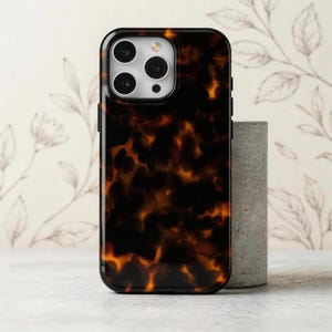 Donkeroranje schildpad telefoonhoesje, klassiek retro design, cadeau voor haar, iPhone 17 16 15 14 13 Pro Max, Samsung S26 S25 S24 S23 Ultra