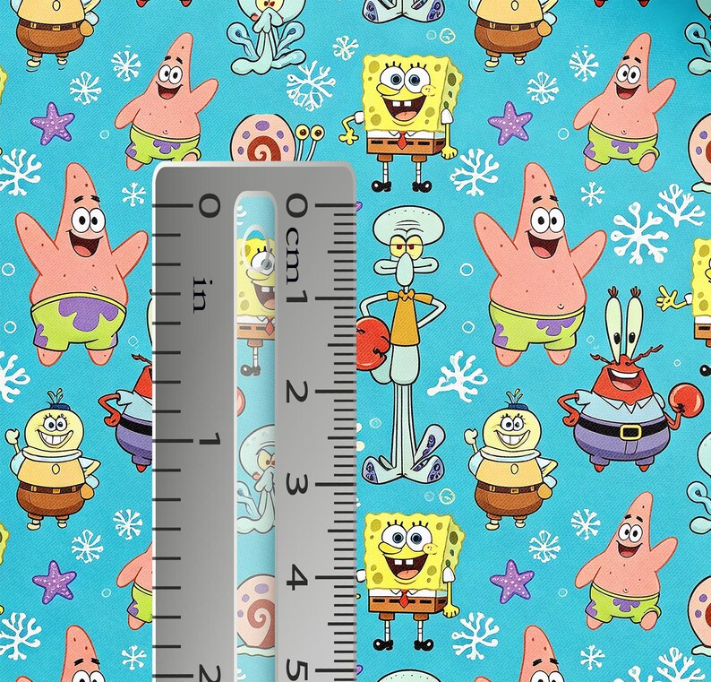 Spongebob and Friends Cartoon Faux Leather Sheets, Printed Faux Leather ...