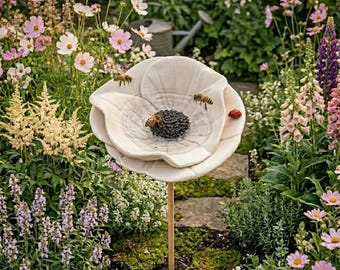 Blumen Gartenstecker Biene Waterer - Physische 3D gedruckte Mohn Insekt Gießstation - Garten Kunst Dekor Geschenk