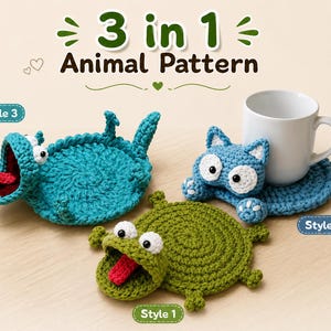 Animal Coaster Crochet Pattern, Lizard Mug Rug PDF, Cute Amigurumi Coaster, Digital Download Gift