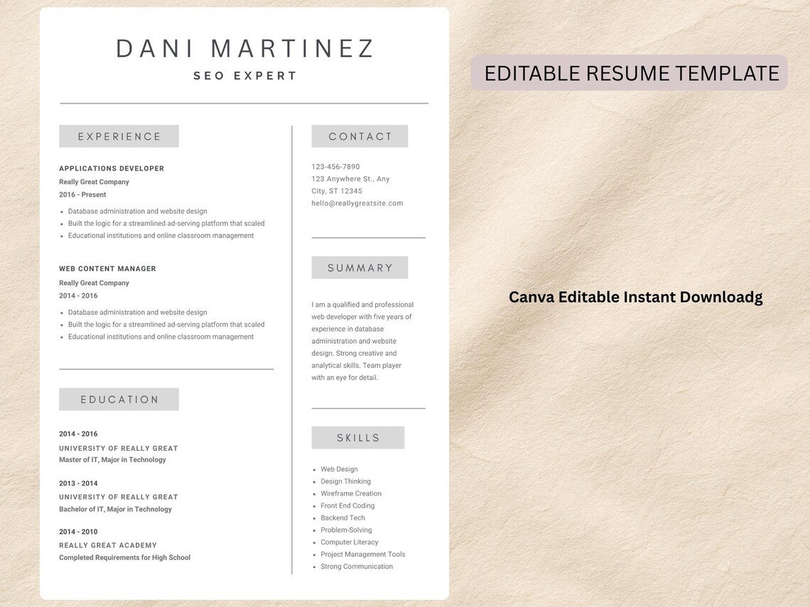 Editable Resume Template Modern| Professional Cover Letter ...