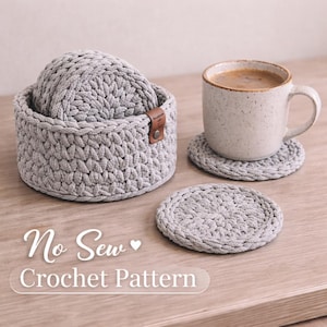 Crochet Holder & Coaster Pattern PDF, Instant Download Crochet Pattern for Basket and Coaster