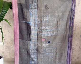 Vintage Kantha Quilt Handmade Indian Cotton Blanket Reversible Patchwork Throw Boho Home Decor