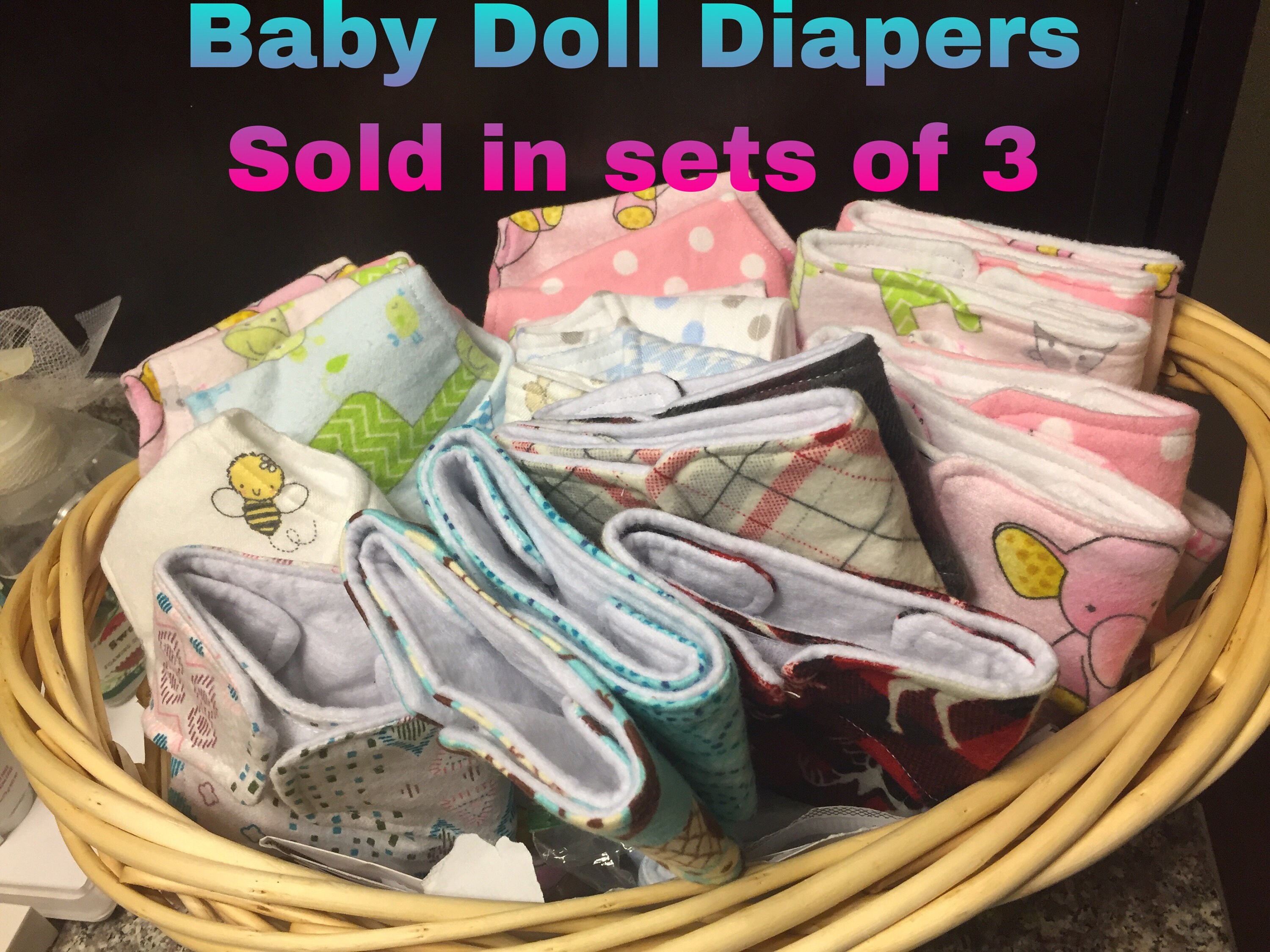 Cloth Baby Doll Diapers sold in sets of 3 made for cabbage Etsy