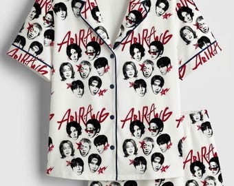 BTS Army Pajama Set - Cool Graphic K-pop Sleepwear - Short Sleeve Women's Nightwear - Aurora Art Pjs Set - Unique Gift for Kpop Lovers