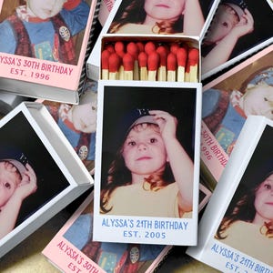 Custom Photo Matchbox Party Favors Personalized Birthday Vintage Gifts Unique Milestone Event Decor Custom Printed Match Boxes
