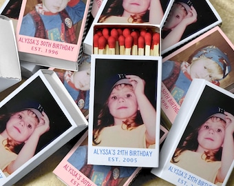 Custom Photo Matchbox Party Favors Personalized Birthday Vintage Gifts Unique Milestone Event Decor Custom Printed Match Boxes