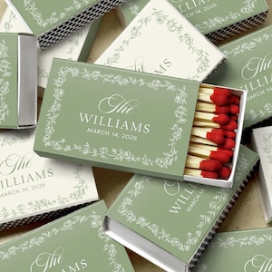 Personalized Wedding Matchboxes Sage Green Floral Favors Custom The Perfect Match Matches for Wedding Guest Gifts Bridal Shower Favors