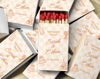Personalized Wedding Matches The Perfect Match Custom Matchboxes for Guests Gingham Wedding Favors Retro Checkered Bridal Shower Decor 2026