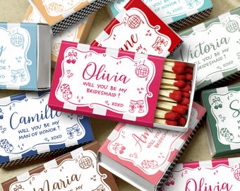 Personalized Bridesmaid Proposal Matchboxes Will You Be My Bridesmaid Matchbox Custom Name Bridal Party Favor Maid of Honor Gift