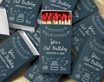 Personalized 21st Birthday Matchboxes Custom Birthday Party Favors Milestone Celebration Keepsake Custom Match Box Gifts for Guest 2026