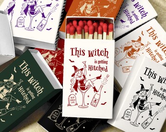 Halloween Bachelorette Matchbooks, Personalized Witch Wedding Favors, Spooky Bridal Shower Gifts, Gothic Bride Matchbox Bach Party Keepsakes