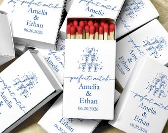 Personalized Wedding Matchboxes Champagne Tower Wedding Favors Custom Party Favors for Guests Perfect Match Matches Bridal Shower Decor