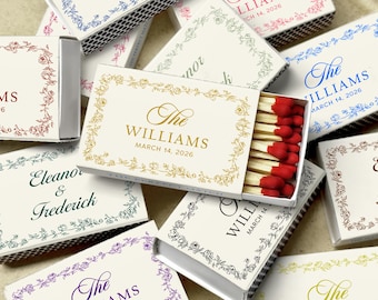 Custom Wedding Matchboxes Personalized Rehearsal Dinner Matchbook Floral Design Elagant Match Boxes Engagement Party Bridal Shower Favors