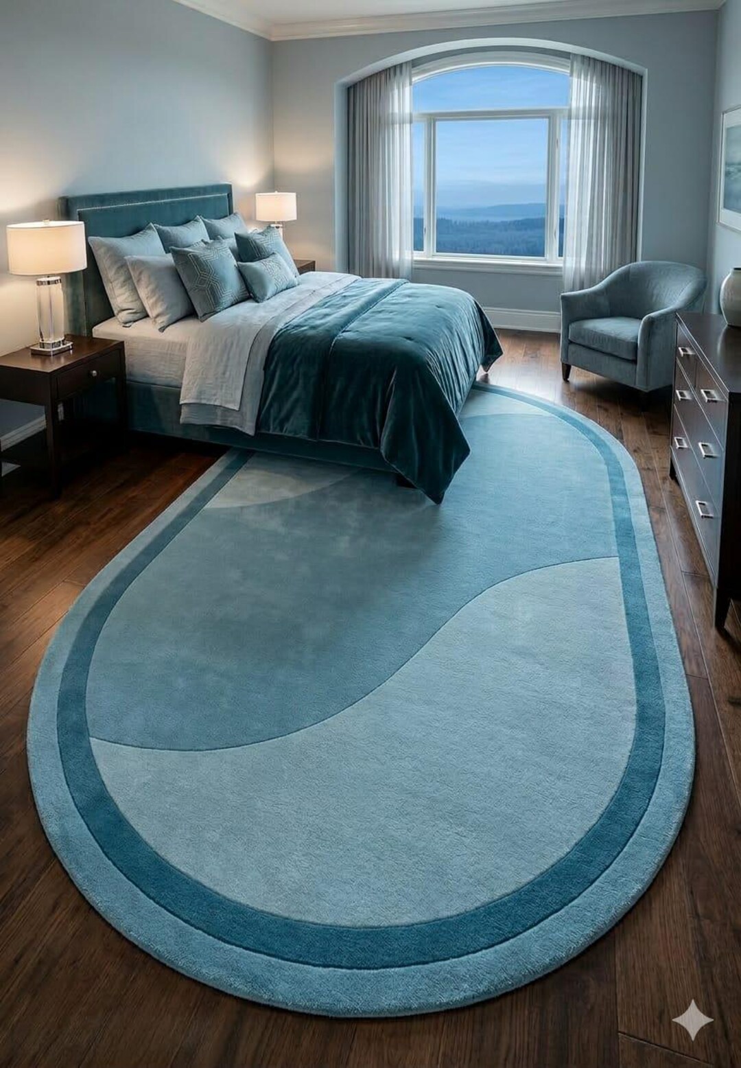 Abstract 3D Topographic Rug - Luxury Hand-tufted Moss Green Wool Area ...