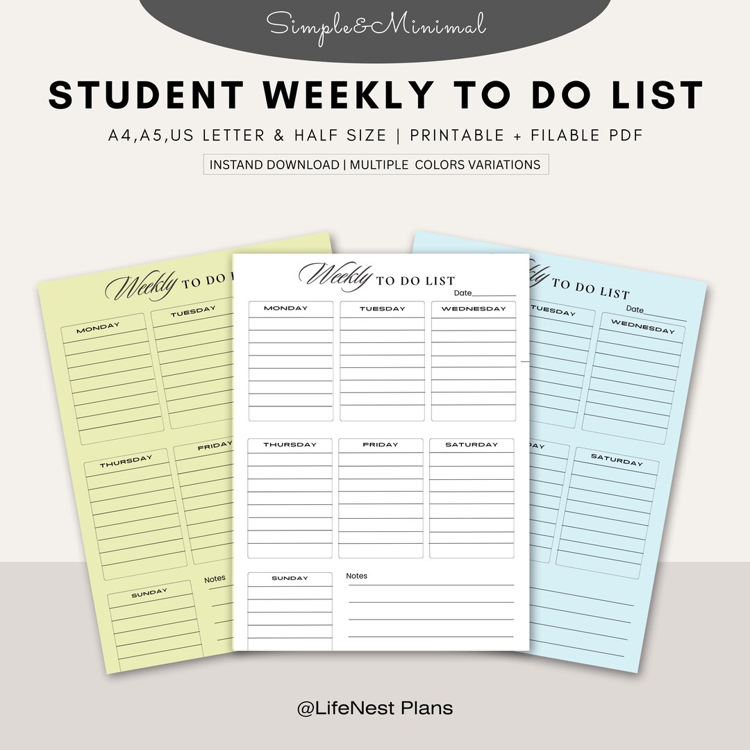 Wöchentliche To-Do-Liste zum Ausdrucken | Habit Tracker, A4 A5 Letter