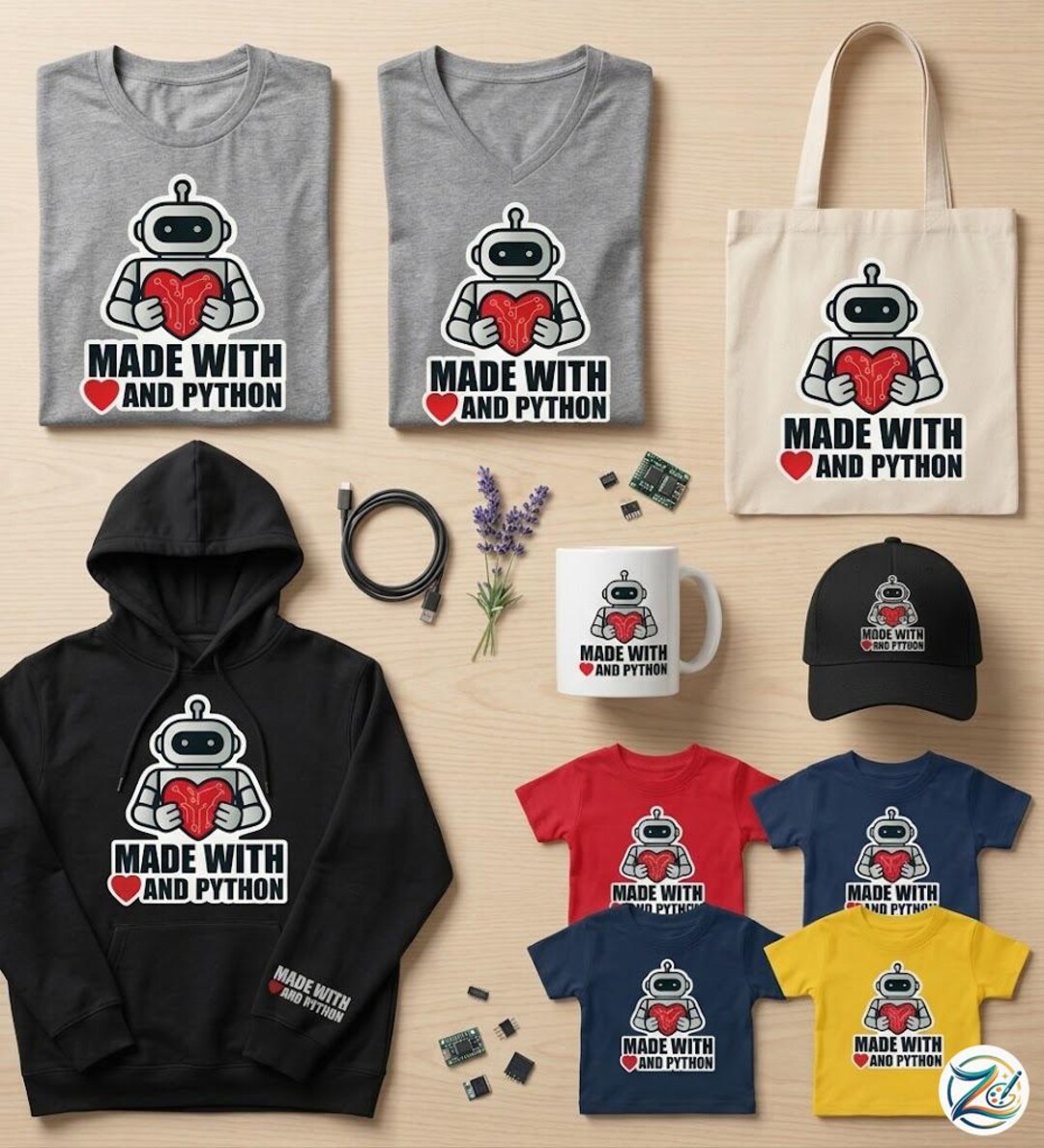 Made With Love and Python Robot PNG Ai(illustrator) Editable Tech T ...