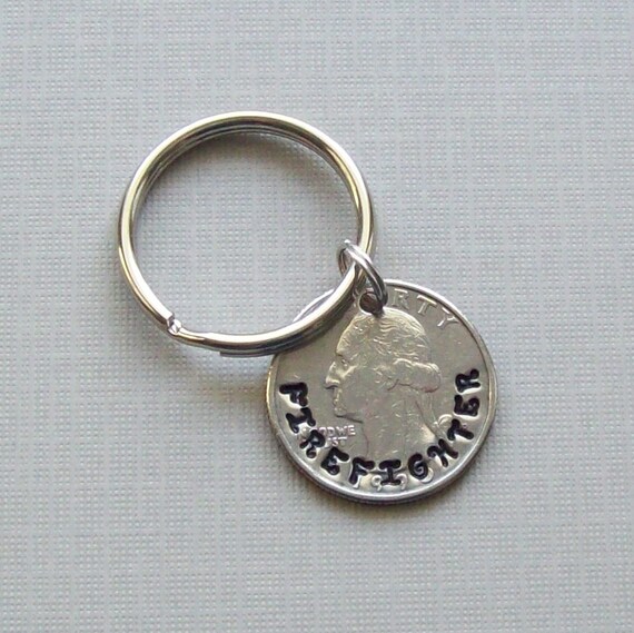 Firefighter fire fighter coin keychain firefighter key chain Etsy