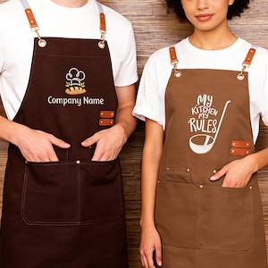 Delantal bordado personalizado para hombre y mujer, delantal personalizado, delantal de jardín, delantal de cocina, delantal de artista, regalo del Día de la Madre.