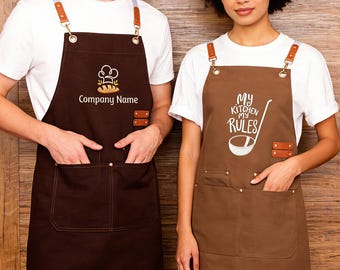 Custom Embroidered Apron for Men & Women,Personalized Apron, Garden Apron, Kitchen Apron, Cooking Apron, Artist Apron,Mothers Day gift
