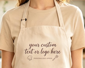 Custom Embroidered Unisex Apron, Personalized Text Apron for Baking, Gardening & Tea Making, Perfect Holiday Custom Gift for Men and Women