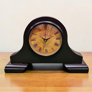Custom Vintage Clock –Engraved Wooden Desk Clock | Anniversary Gift