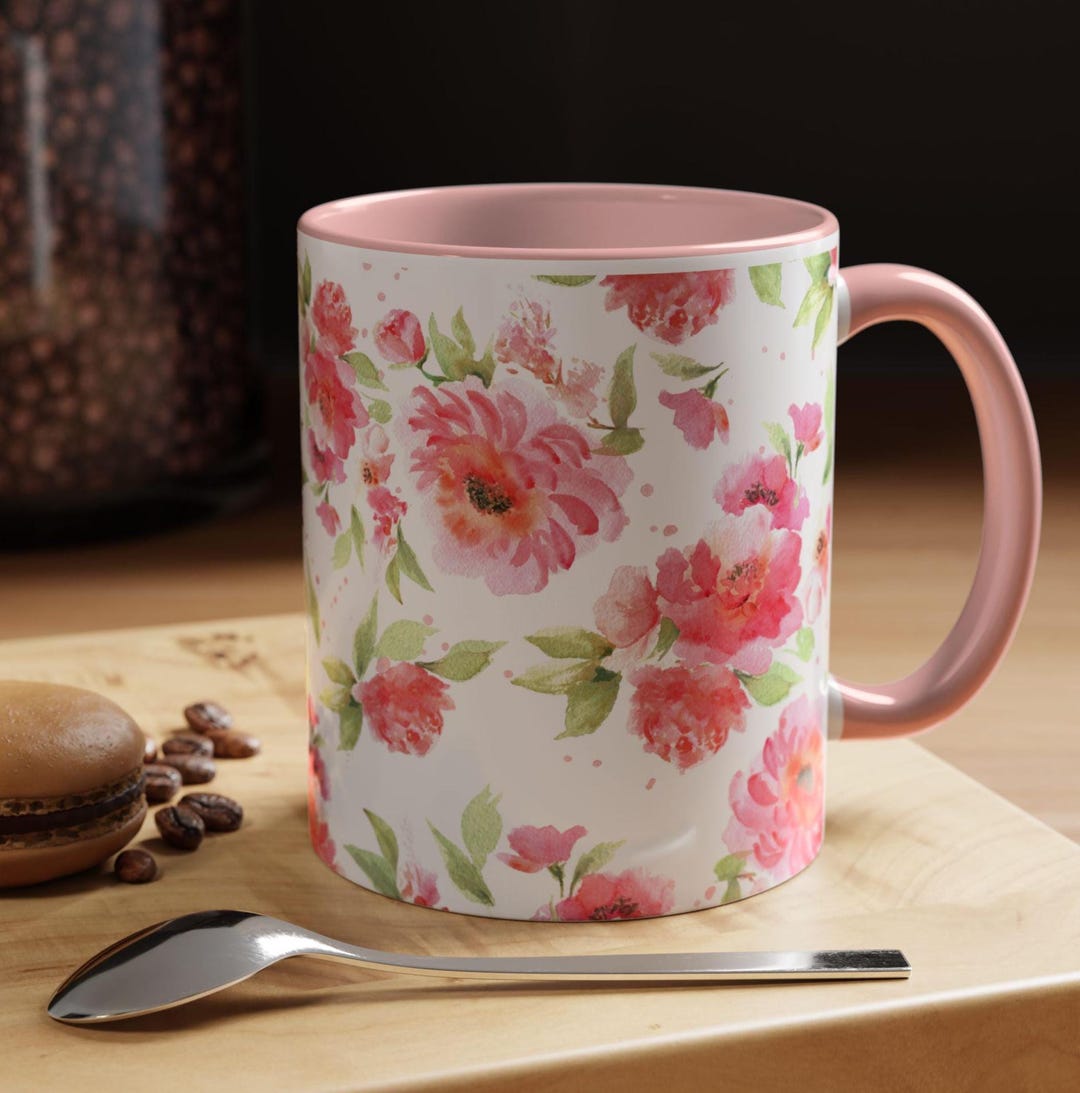 Pink Watercolor Wildflowers Mug, Botanical Floral Teacup, Nature Lover ...